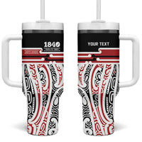 Personalised Toitu Te Tiriti Aotearoa 1840 Tumbler With Handle Red Kowhaiwhai Puhoro LT9 One Size: 40 oz Black - Polynesian Pride
