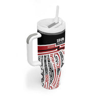Personalised Toitu Te Tiriti Aotearoa 1840 Tumbler With Handle Red Kowhaiwhai Puhoro LT9 - Polynesian Pride