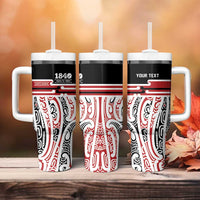 Personalised Toitu Te Tiriti Aotearoa 1840 Tumbler With Handle Red Kowhaiwhai Puhoro LT9 - Polynesian Pride