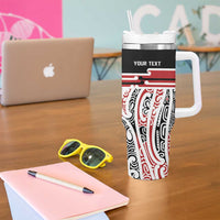Personalised Toitu Te Tiriti Aotearoa 1840 Tumbler With Handle Red Kowhaiwhai Puhoro LT9 - Polynesian Pride