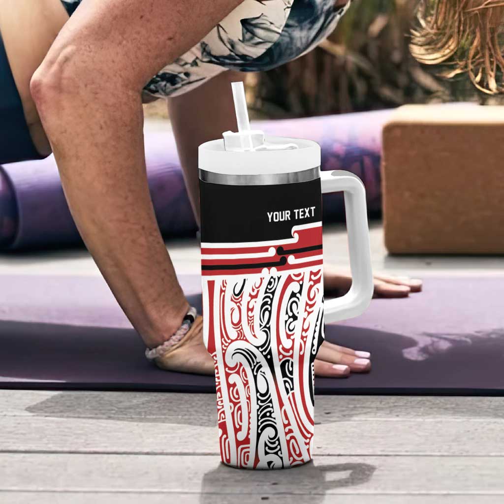 Personalised Toitu Te Tiriti Aotearoa 1840 Tumbler With Handle Red Kowhaiwhai Puhoro LT9 - Polynesian Pride