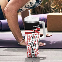 Personalised Toitu Te Tiriti Aotearoa 1840 Tumbler With Handle Red Kowhaiwhai Puhoro LT9 - Polynesian Pride
