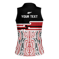 Personalised Toitu Te Tiriti Aotearoa 1840 Women Sleeveless Polo Shirt Red Kowhaiwhai Puhoro - Polynesian Pride