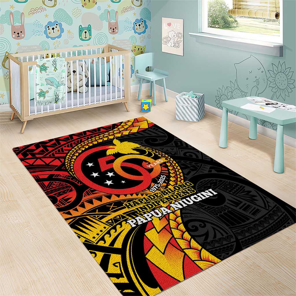 Papua New Guinea Tribal Tattoo Area Rug 50th Independence Anniversary