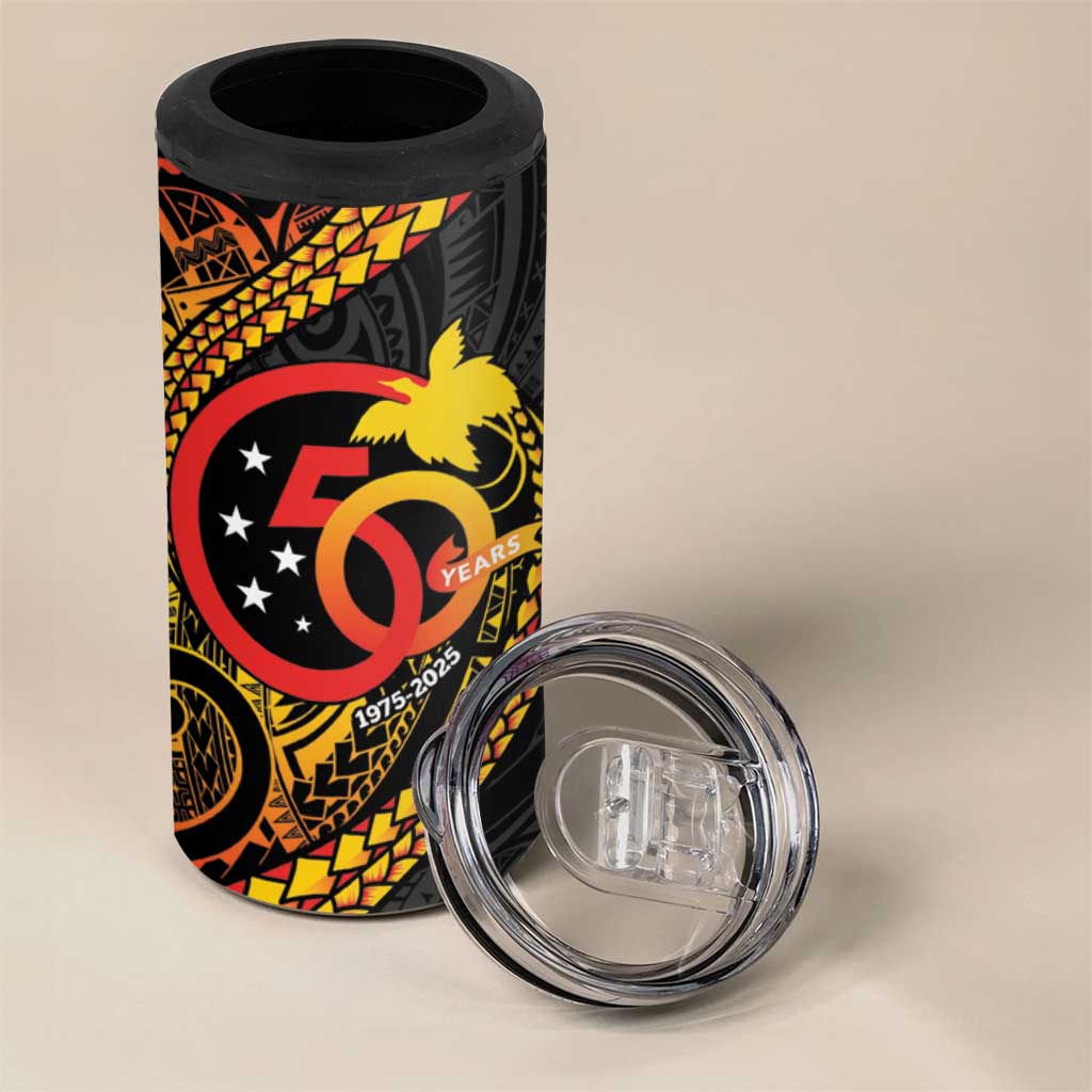 Papua New Guinea Tribal Tattoo 4 in 1 Can Cooler Tumbler 50th Independence Anniversary