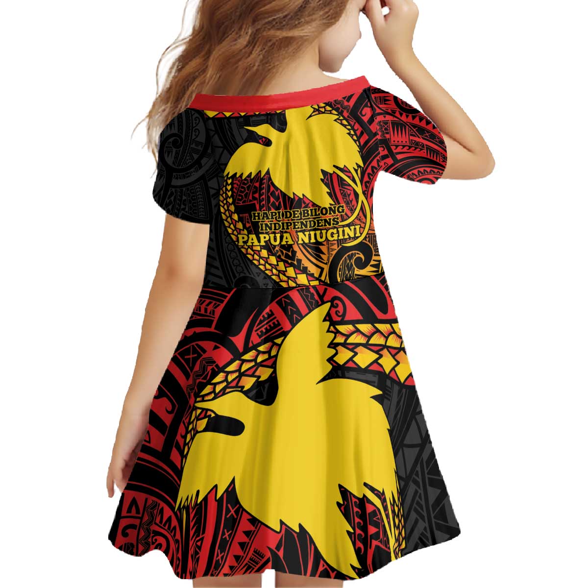 Papua New Guinea Tribal Tattoo Family Matching Off The Shoulder Long Sleeve Dress and Hawaiian Shirt 50th Independence Anniversary