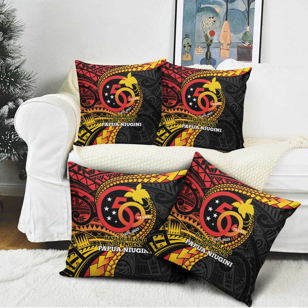 Papua New Guinea Tribal Tattoo Pillow Cover 50th Independence Anniversary - Polynesian Pride