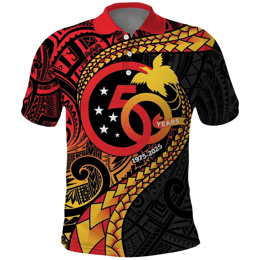 Papua New Guinea Tribal Tattoo Polo Shirt 50th Independence Anniversary