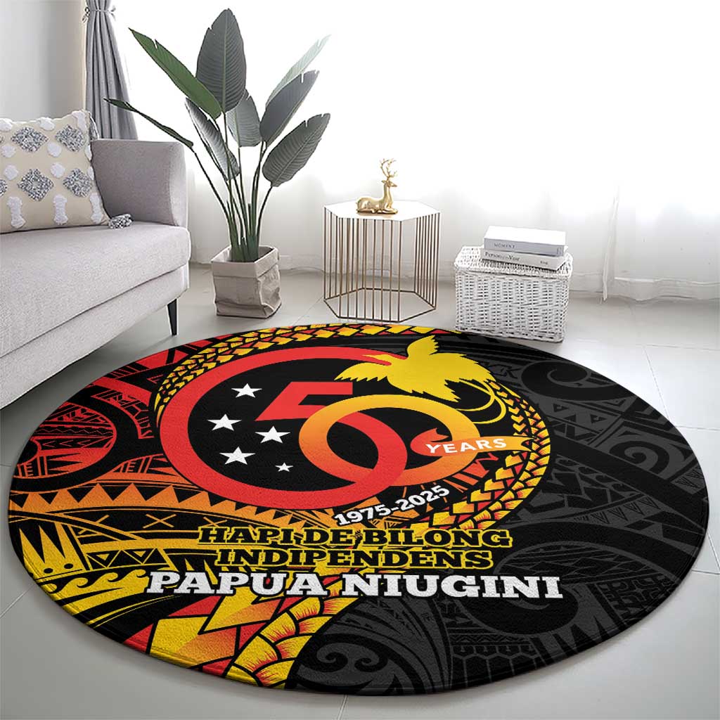 Papua New Guinea Tribal Tattoo Round Carpet 50th Independence Anniversary LT9 - Polynesian Pride