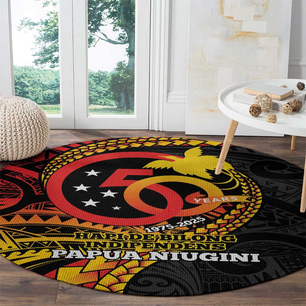 Papua New Guinea Tribal Tattoo Round Carpet 50th Independence Anniversary LT9 - Polynesian Pride