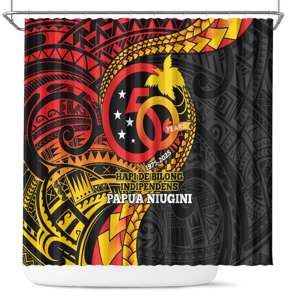 Papua New Guinea Tribal Tattoo Shower Curtain 50th Independence Anniversary