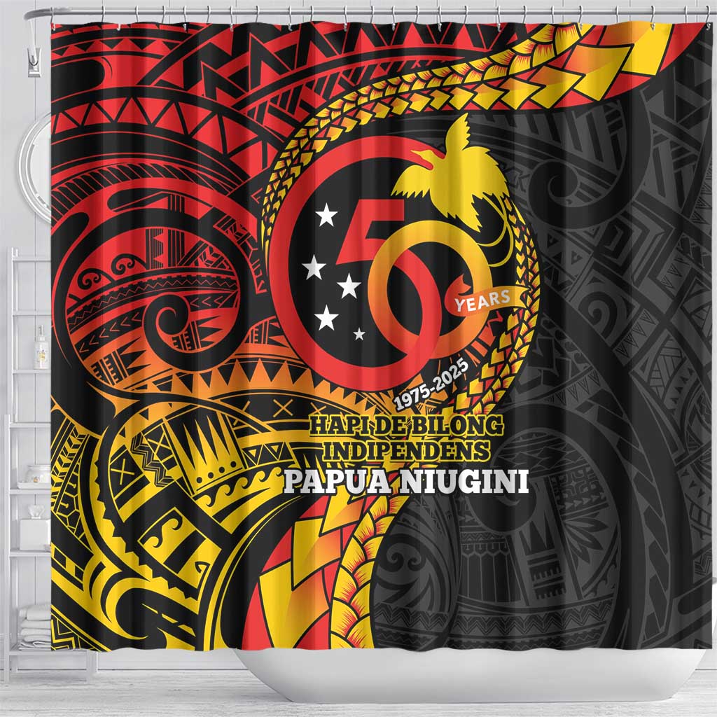 Papua New Guinea Tribal Tattoo Shower Curtain 50th Independence Anniversary
