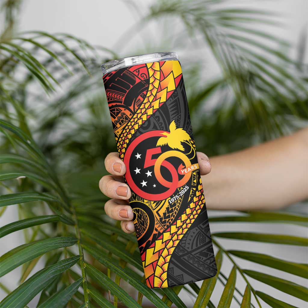 Papua New Guinea Tribal Tattoo Skinny Tumbler 50th Independence Anniversary