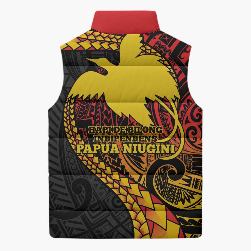 Papua New Guinea Tribal Tattoo Sleeveless Puffer Jacket 50th Independence Anniversary - Polynesian Pride