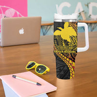 Papua New Guinea Tribal Tattoo Tumbler With Handle 50th Independence Anniversary