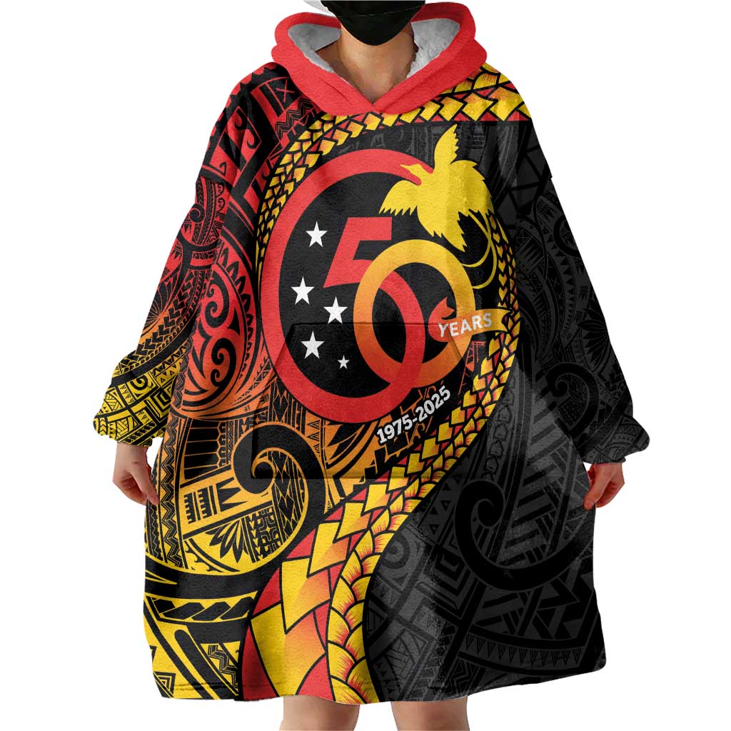 Papua New Guinea Tribal Tattoo Wearable Blanket Hoodie 50th Independence Anniversary