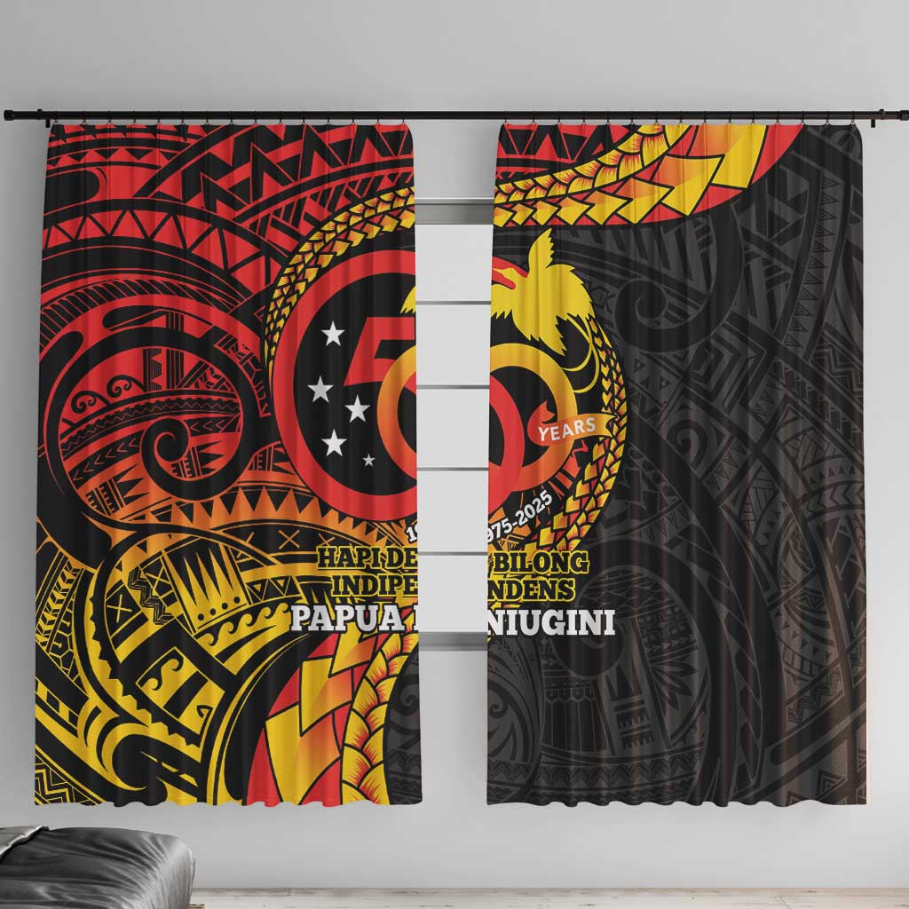 Papua New Guinea Tribal Tattoo Window Curtain 50th Independence Anniversary