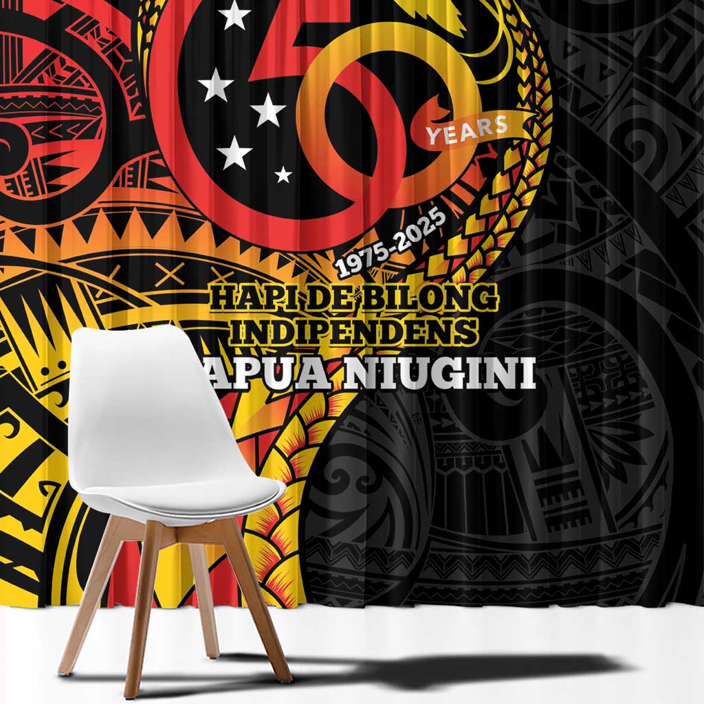 Papua New Guinea Tribal Tattoo Window Curtain 50th Independence Anniversary