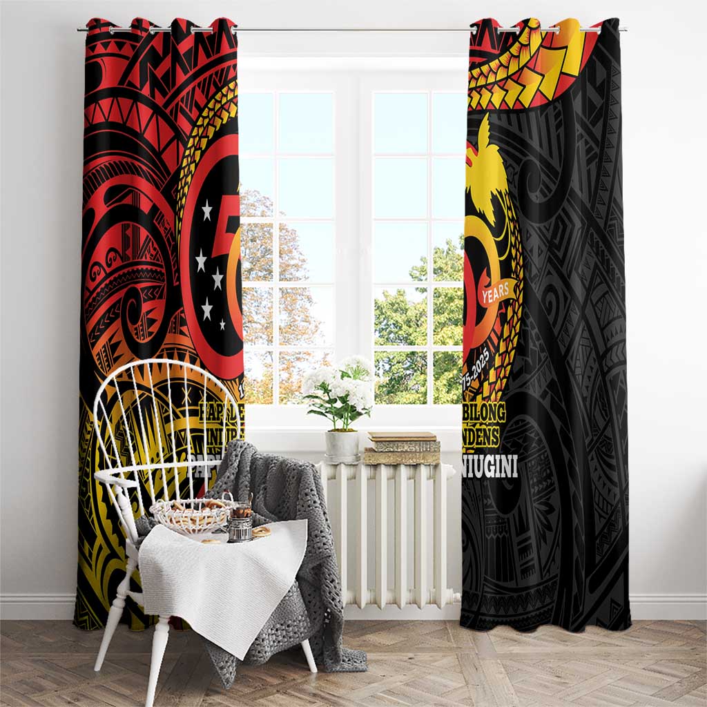 Papua New Guinea Tribal Tattoo Window Curtain 50th Independence Anniversary