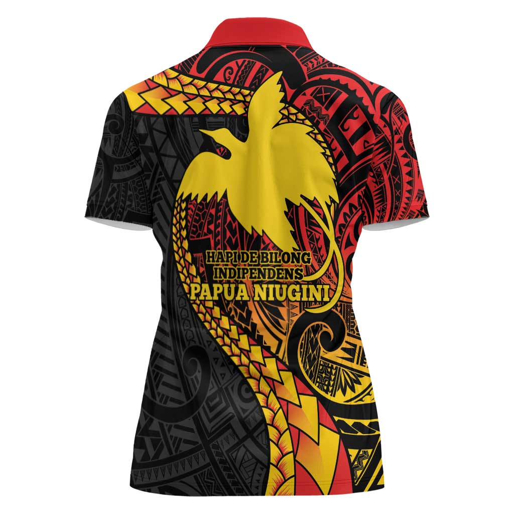Papua New Guinea Tribal Tattoo Women Polo Shirt 50th Independence Anniversary