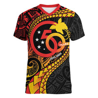 Papua New Guinea Tribal Tattoo Women V-Neck T-Shirt 50th Independence Anniversary