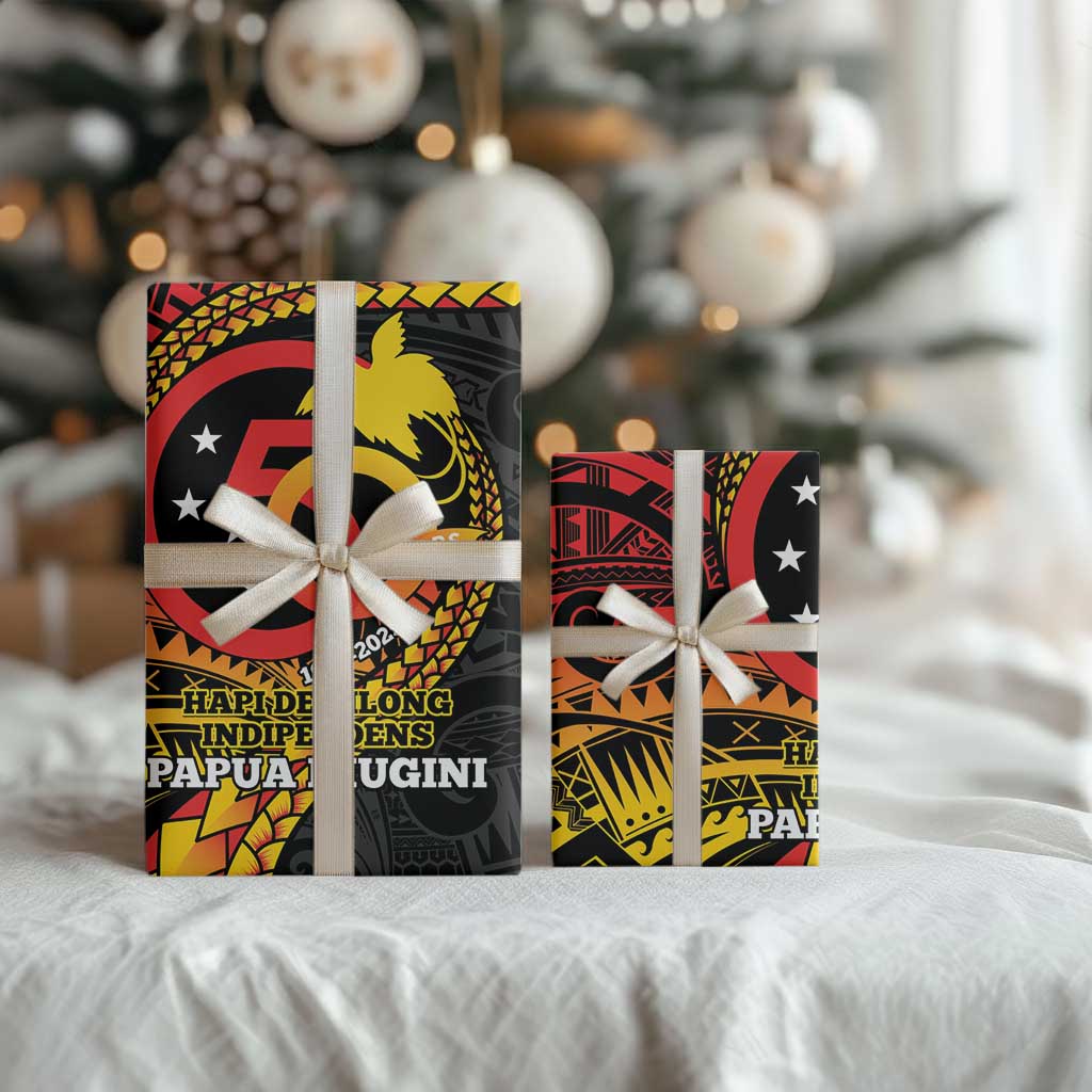 Papua New Guinea Tribal Tattoo Wrapping Paper 50th Independence Anniversary - Polynesian Pride