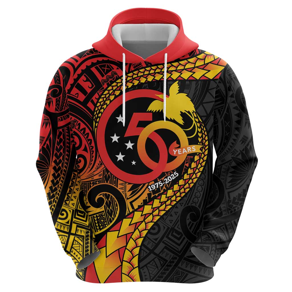Papua New Guinea Tribal Tattoo Zip Hoodie 50th Independence Anniversary