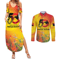 Papua New Guinea Unity in Diversity Couples Matching Summer Maxi Dress and Long Sleeve Button Shirt 50th Indipendens Papua Niugini