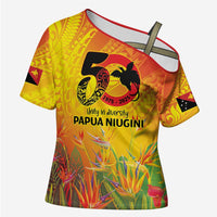 Papua New Guinea Unity in Diversity Cross Shoulder Shirt 50th Indipendens Papua Niugini LT9 Female Gold - Polynesian Pride