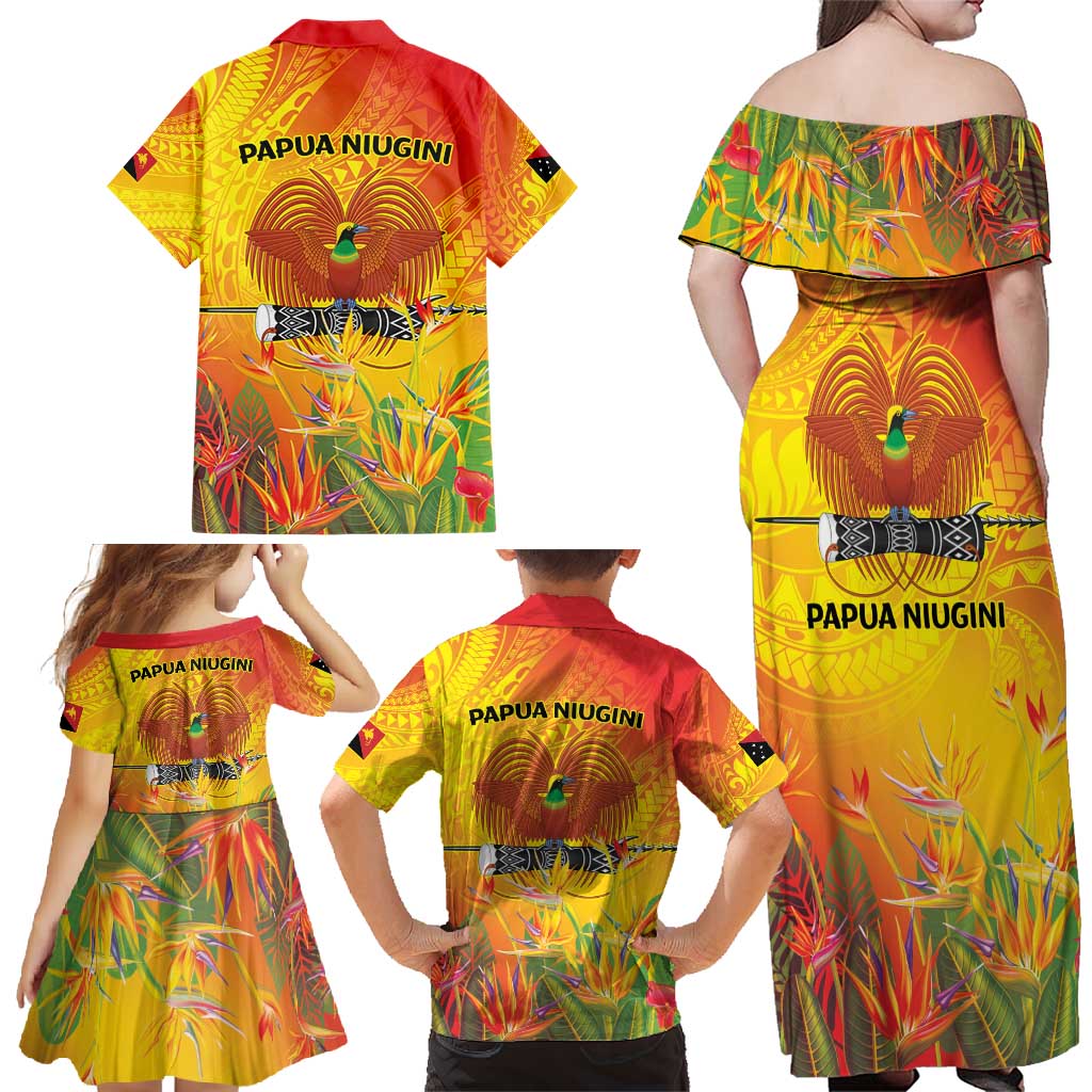 Papua New Guinea Unity in Diversity Family Matching Off Shoulder Maxi Dress and Hawaiian Shirt 50th Indipendens Papua Niugini