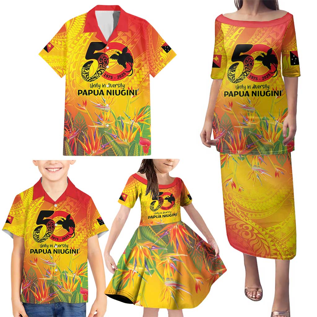 Papua New Guinea Unity in Diversity Family Matching Puletasi and Hawaiian Shirt 50th Indipendens Papua Niugini