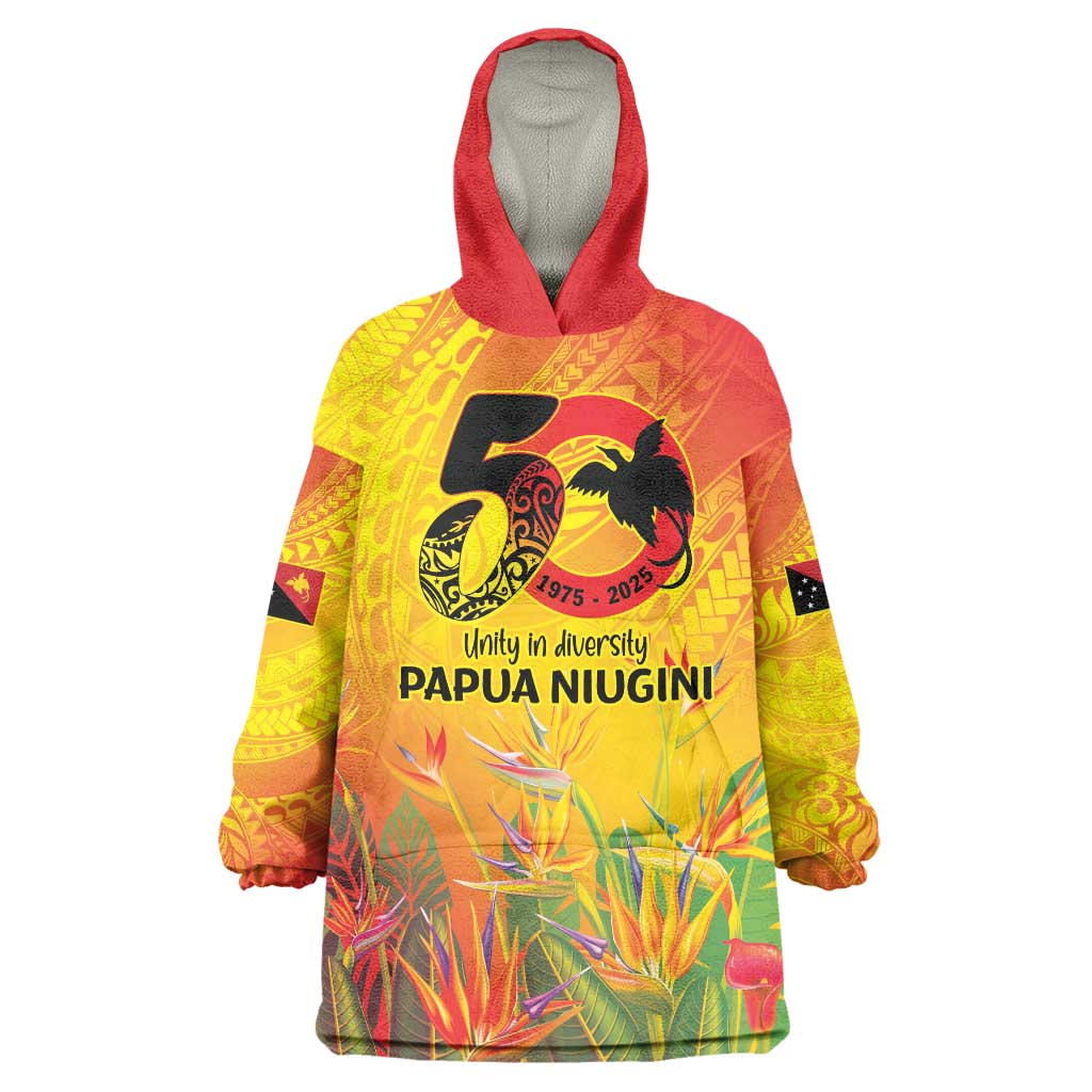 Papua New Guinea Unity in Diversity Wearable Blanket Hoodie 50th Indipendens Papua Niugini
