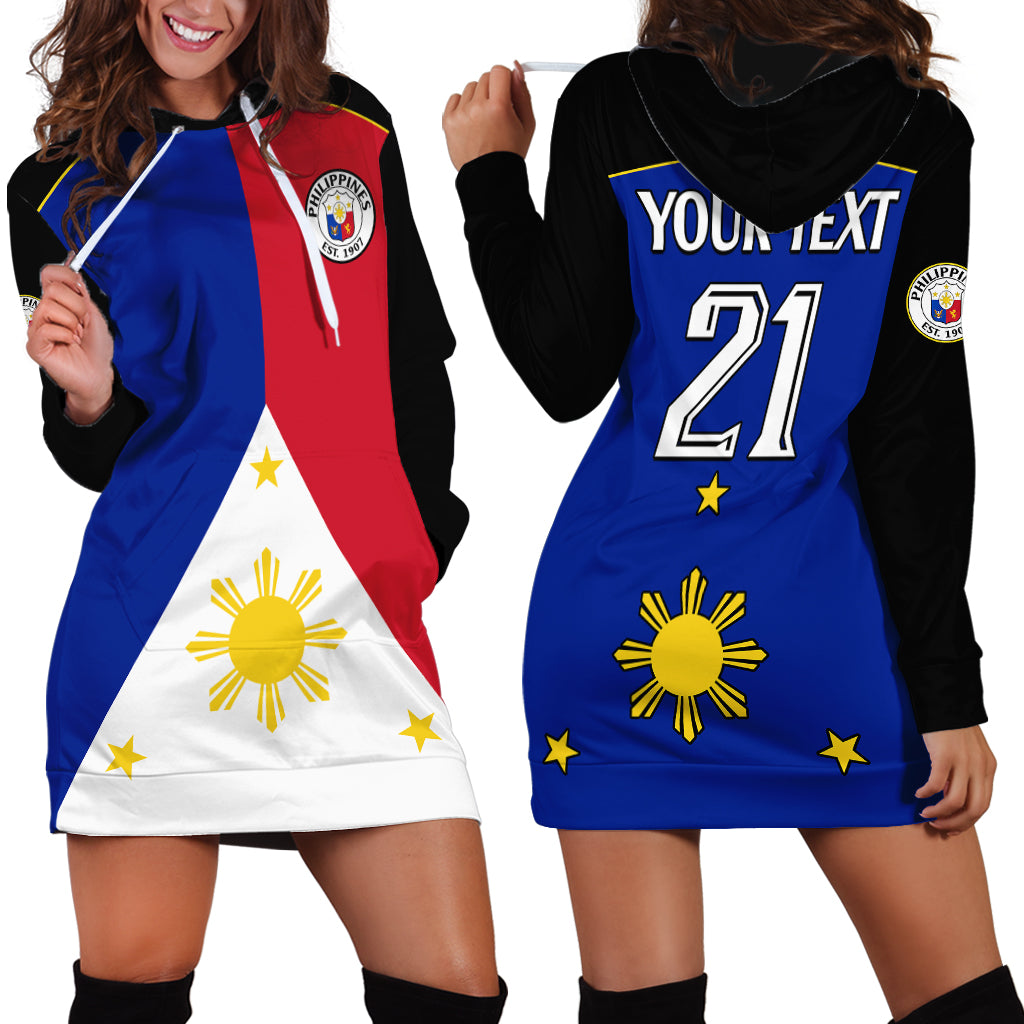 (Custom Text And Number) Philippines Concept Home Football Hoodie Dress Pilipinas Flag Black Style 2023 LT9 - Polynesian Pride