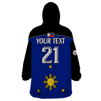 (Custom Text And Number) Philippines Concept Home Football Wearable Blanket Hoodie Pilipinas Flag Black Style 2023 LT9 - Polynesian Pride