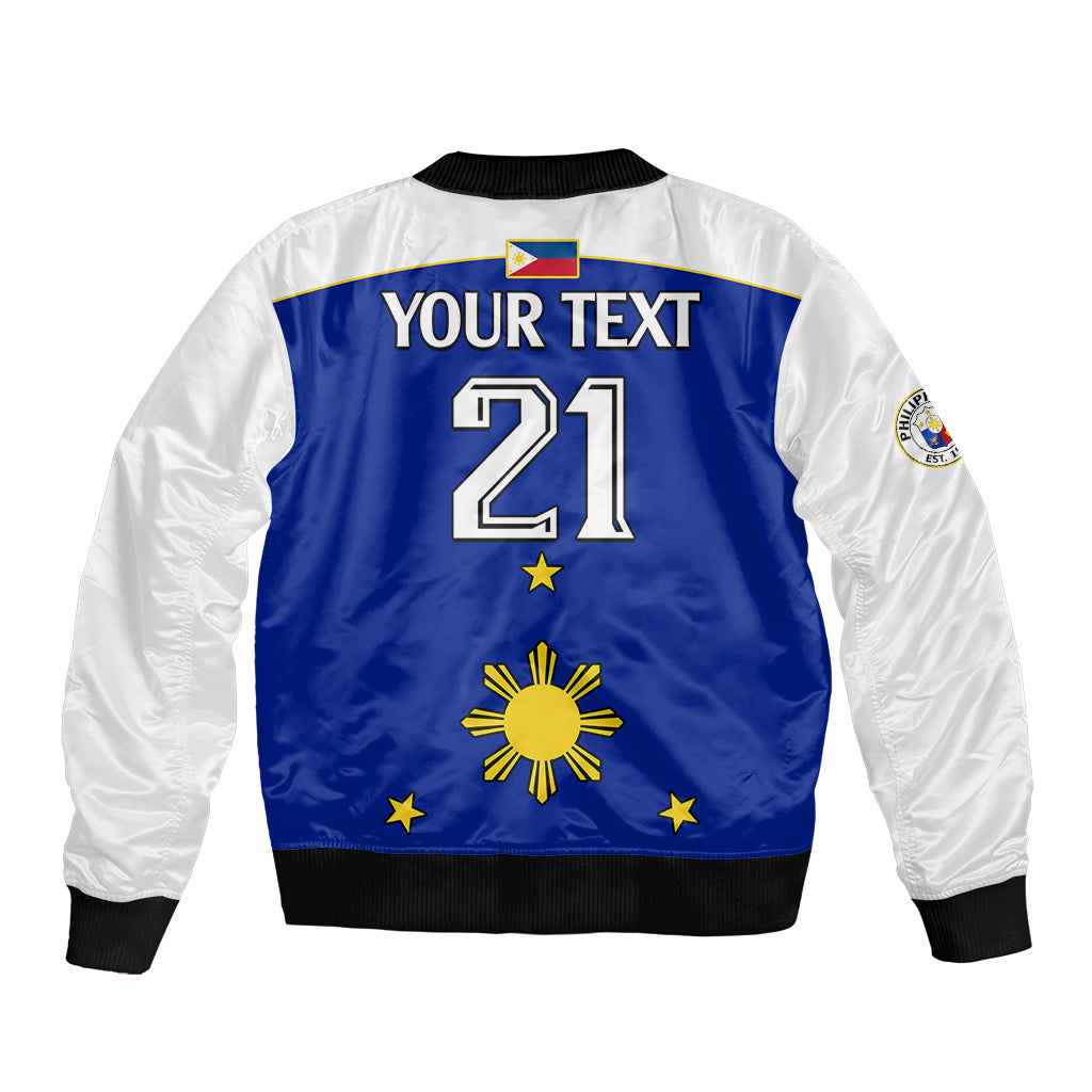(Custom Text And Number) Philippines Concept Home Football Bomber Jacket Pilipinas Flag White Style 2023 LT9 - Polynesian Pride