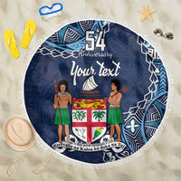 Personalised Fiji 54th Anniversary Beach Blanket Siga Ni Bula Galala Marautaki O Viti LT9