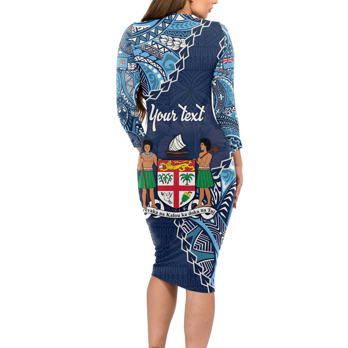 Personalised Fiji 54th Anniversary Long Sleeve Bodycon Dress Siga Ni Bula Galala Marautaki O Viti LT9