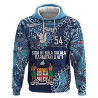 Personalised Fiji 54th Anniversary Zip Hoodie Siga Ni Bula Galala Marautaki O Viti LT9