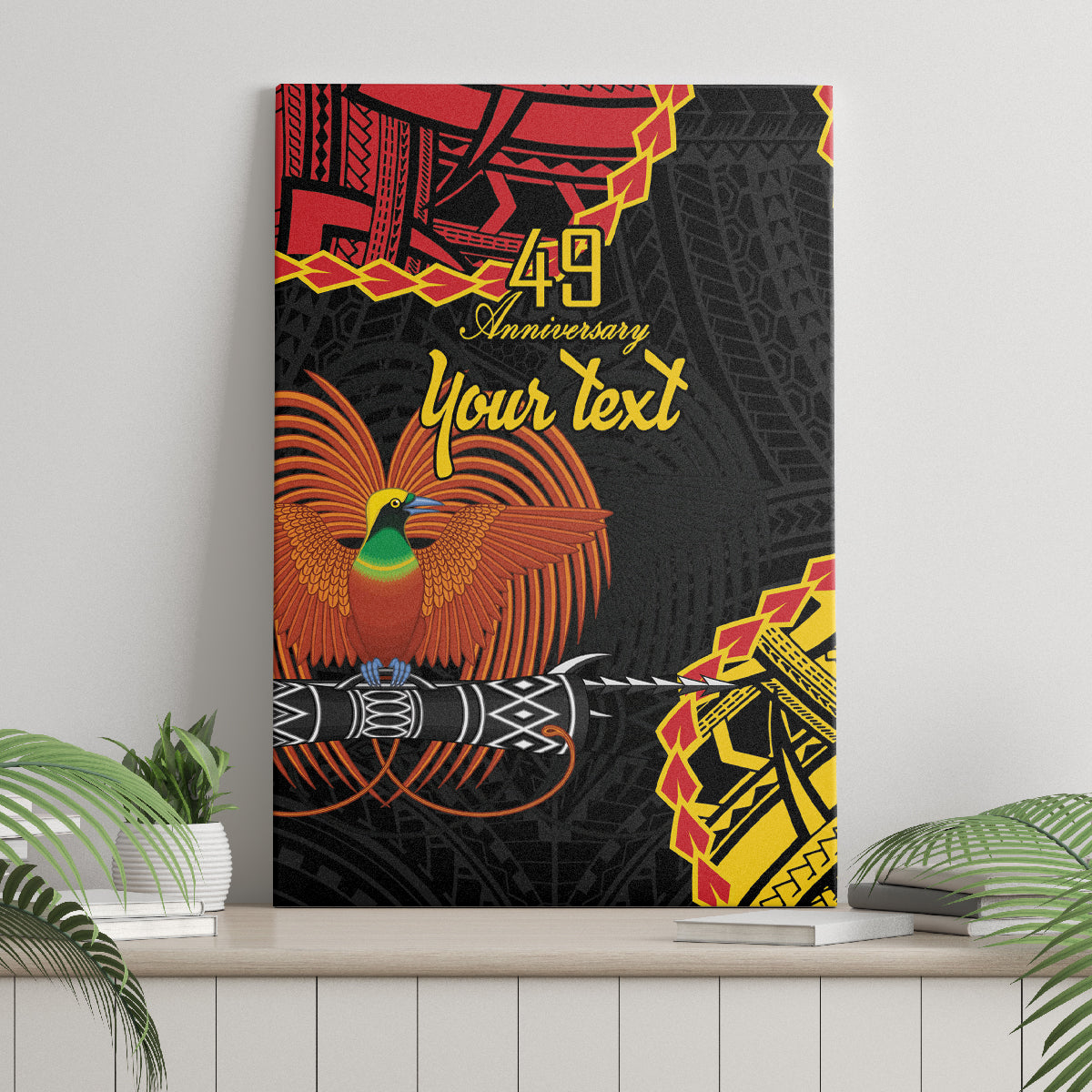 Personalised Papua New Guinea 49th Anniversary Canvas Wall Art Hapi De bilong Indipendens Papua Niugini