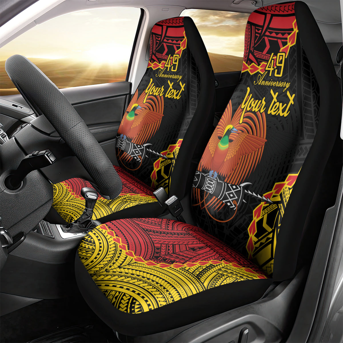 Personalised Papua New Guinea 49th Anniversary Car Seat Cover Hapi De bilong Indipendens Papua Niugini