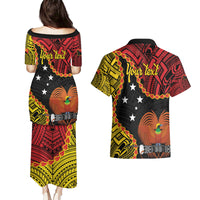Personalised Papua New Guinea 49th Anniversary Couples Matching Puletasi and Hawaiian Shirt Hapi De bilong Indipendens Papua Niugini