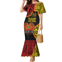 Personalised Papua New Guinea 49th Anniversary Family Matching Mermaid Dress and Hawaiian Shirt Hapi De bilong Indipendens Papua Niugini
