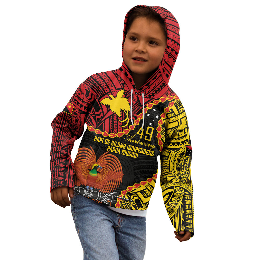 Personalised Papua New Guinea 49th Anniversary Kid Hoodie Hapi De bilong Indipendens Papua Niugini LT9 - Polynesian Pride