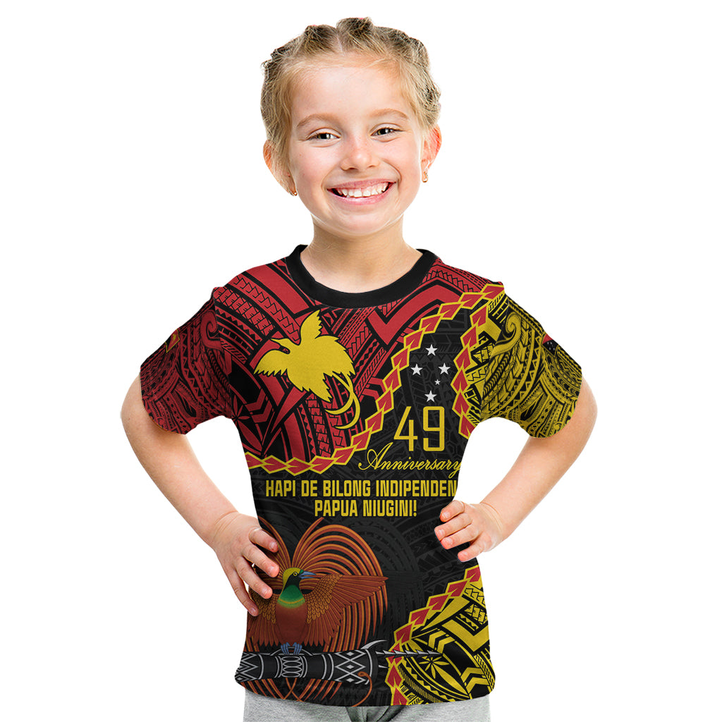 Personalised Papua New Guinea 49th Anniversary Kid T Shirt Hapi De bilong Indipendens Papua Niugini