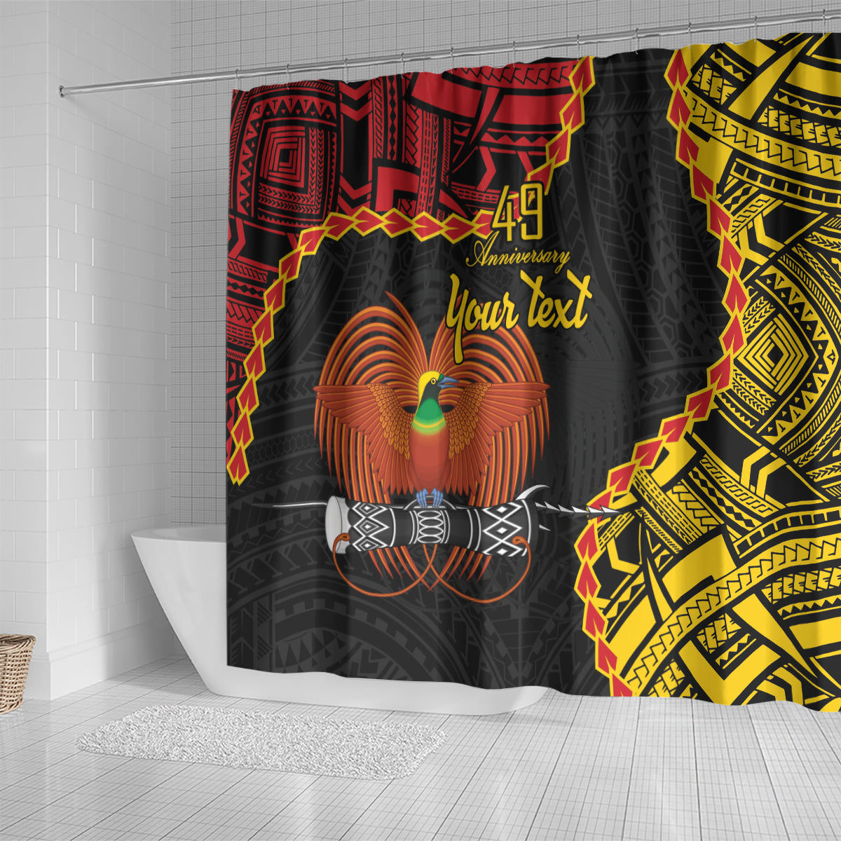 Personalised Papua New Guinea 49th Anniversary Shower Curtain Hapi De bilong Indipendens Papua Niugini