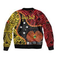Personalised Papua New Guinea 49th Anniversary Sleeve Zip Bomber Jacket Hapi De bilong Indipendens Papua Niugini