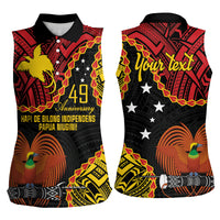 Personalised Papua New Guinea 49th Anniversary Women Sleeveless Polo Shirt Hapi De bilong Indipendens Papua Niugini