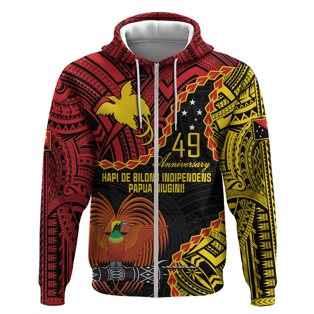 Personalised Papua New Guinea 49th Anniversary Zip Hoodie Hapi De bilong Indipendens Papua Niugini