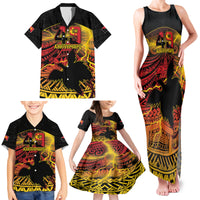 Personalised Papua New Guinea 49th Anniversary Family Matching Tank Maxi Dress and Hawaiian Shirt Bird of Paradise Unity In Diversity