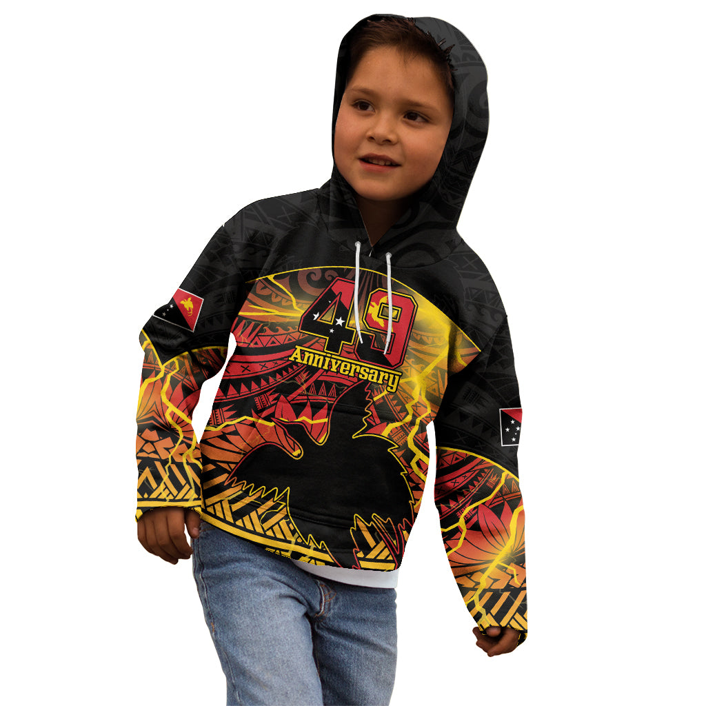 Personalised Papua New Guinea 49th Anniversary Kid Hoodie Bird of Paradise Unity In Diversity LT9 - Polynesian Pride